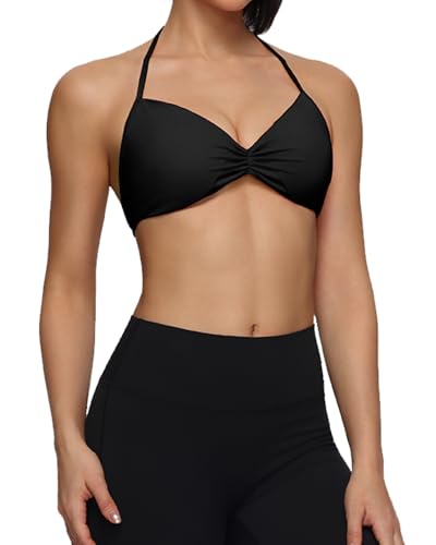 Strappy Sports Bra for Women Halter Bras Tops Adjustable