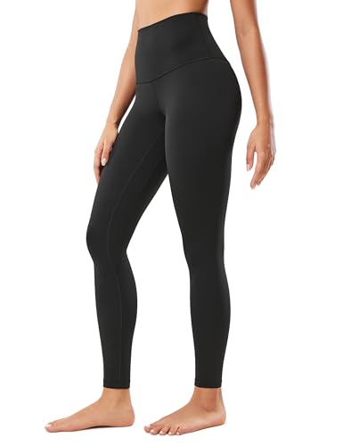 CRZ YOGA Super High Waist Leggings 28" - Large Black, Luxurious Soft Fit