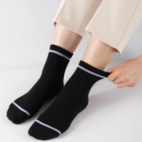Heatuff Women's Ankle Quarter Socks 9 Pairs - Black, White, Grey | Thin Casual Athletic Gym Crew Socks