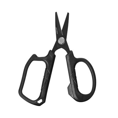 Professional Fishing Scissors - 4.65" Sharp Blades with Keychain - Black