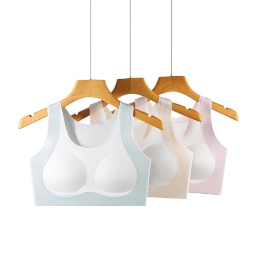 Girls Training Bra - Racerback Seamless Comfort Bra 3pcs, 12-14 Years Color Block