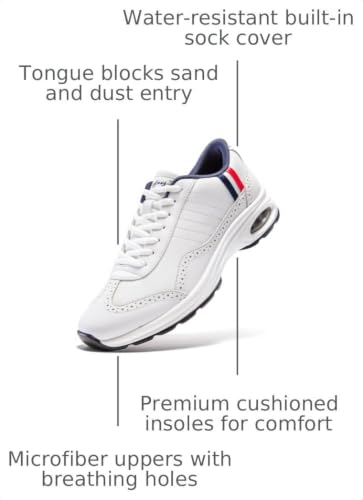 U.Ofeiy Men's White & Blue Lace-Up Golf Shoes - Anti-Slip Outdoor Sneakers