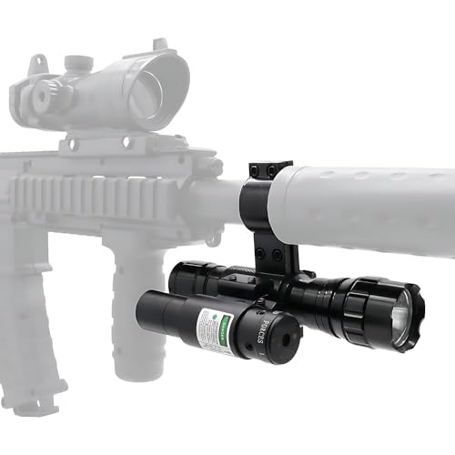 Tactical Flashlight Green Dot Sight Scope Combo with Rings Mount for Rifle Shotgun