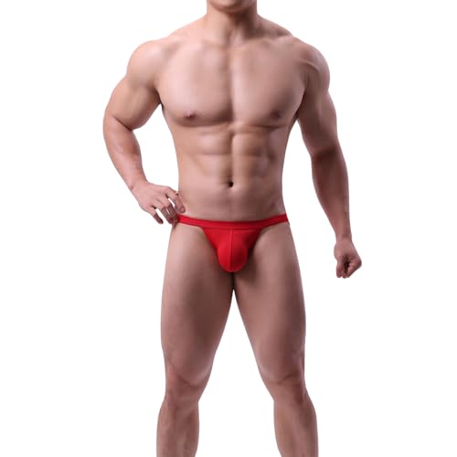 Men's Athletic Jockstrap Thong - Moisture-Wicking Sport Underwear - Red, Large
