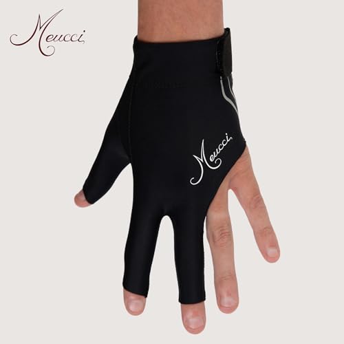 Billiards Glove - Anti-Slip Padding, Smooth Stroke - Black, Large, Left Hand