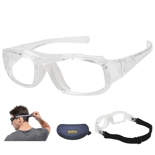 Sport Goggles for Racquetball & Basketball - Adjustable Strap - Transparent