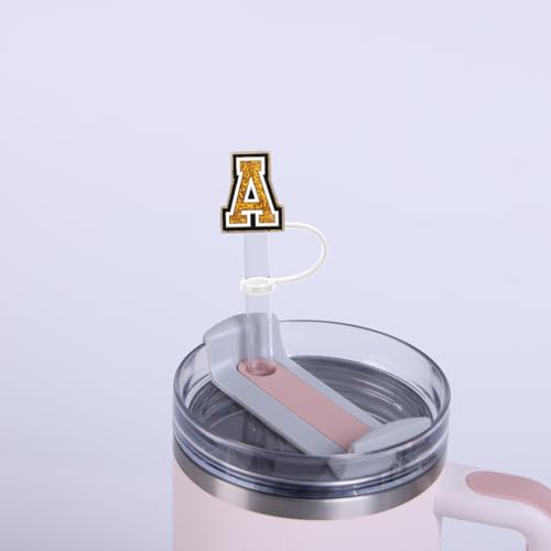 Straw Cover Set with Letter Charm & Stickers - Letter C