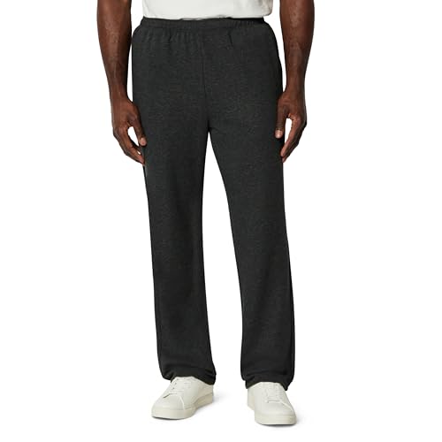 Men's Regular-Fit Soft Cotton Open-Hem Sweatpants - Large Charcoal Heather