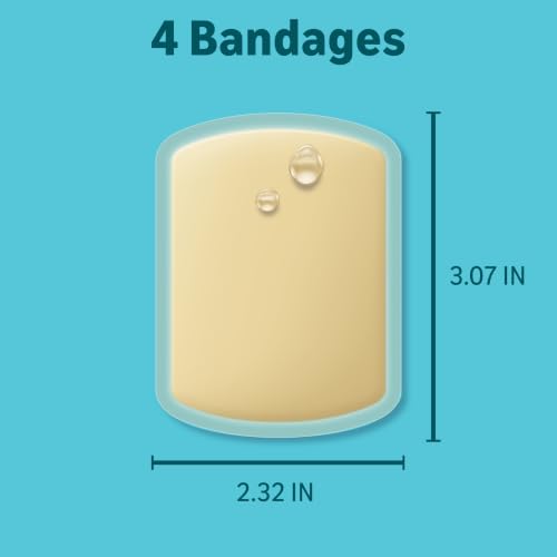 Hydrocolloid Gel Bandages - Large Waterproof Wound Dressing, 4 Count