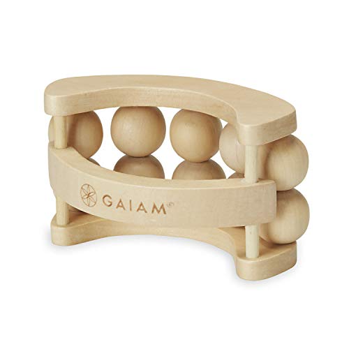 Gaiam Relax Massage Ball Roller Pack of 1 Handheld Wooden Back Massager