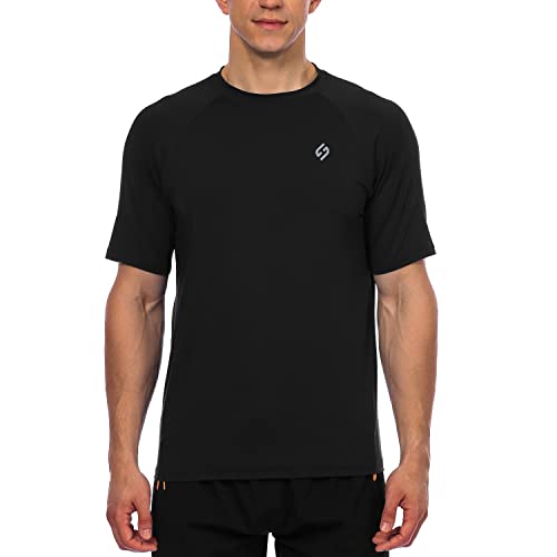 HODOSPORTS Men's Quick Dry Black Swim Shirt UPF 50+ Rash Guard Medium