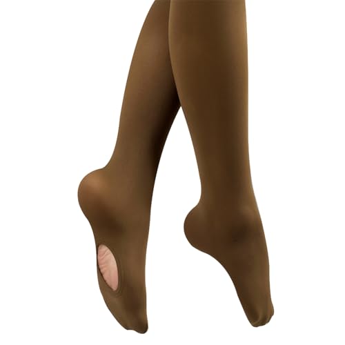 Convertible Ballet Tights for Girls and Women - Medium Chocolate