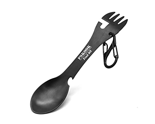 5-in-1 Tactical Spork - Stainless Steel Camping Utensil, Black