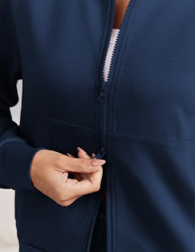 PINSPARK Women's 2-Piece Wide Leg Pants & Two-Way Zip Tracksuit Set - Dusk Navy Petite/Medium