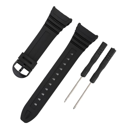Replacement Watch Band for Casio W-96H - Black Rubber Strap