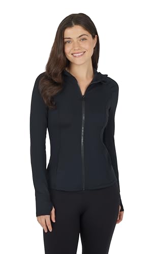 Yogalicious Black Medium Full-Zip Lightweight Hooded Yoga Jacket with Pockets