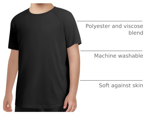 Boys Quick Dry Athletic Performance T-Shirt - Black, 5-6 Years