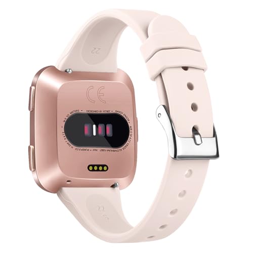 Slim Silicone Replacement Bands for Fitbit Versa 2 - Small, Black/Gray/Pink Sand - Pack of 3