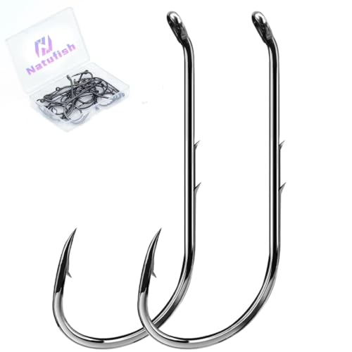 Baitholder Fishing Hooks - 50 Pcs Offset Double Barbed 12#