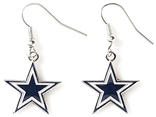 NFL Dallas Cowboys Logo Dangler Earrings - Silver, 2.5 inches