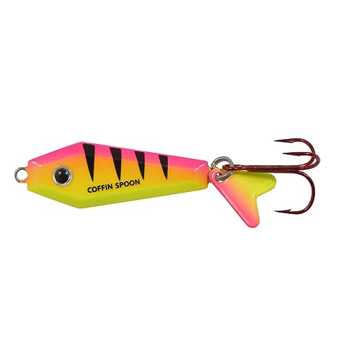 Ice Fishing Jigging Spoon Lure - UV Bubblegum, 3/8 OZ