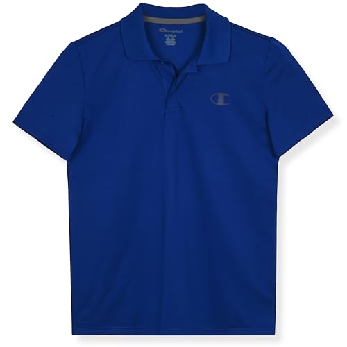 Champion Boys XL Blue Surf Athletic Polo Shirt with Moisture-Wicking Stretch