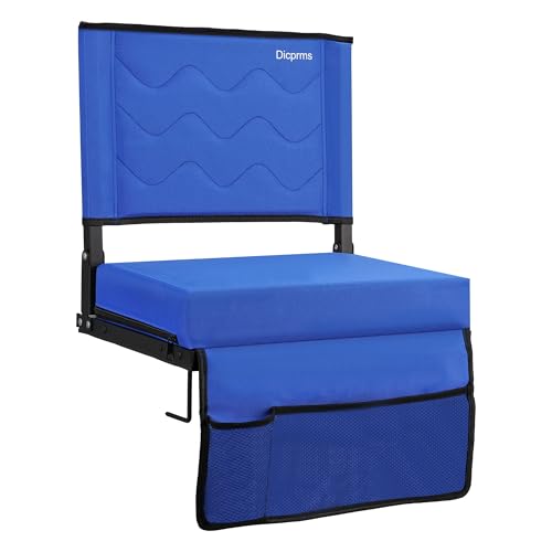 Dicprms Blue Bleacher Seats with Back Support and Cushion, Portable Folding Stadium Chairs
