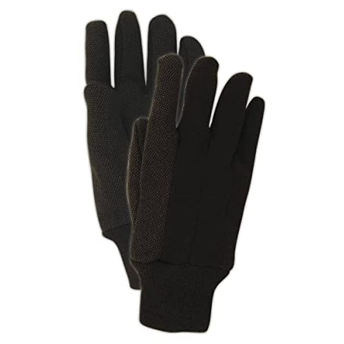 MAGID MultiMaster PVC Dotted Jersey Gloves with Knit Wrist, 12 Pairs, PVC Dotted Palm, One Size, Natural Brown, T92P