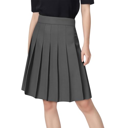 High Waisted Pleated Tennis Skirt with Shorts - Gray, X-Large