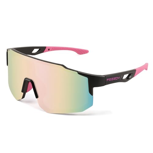 Sports Sunglasses with UV400 Protection - Black Pink - 75mm