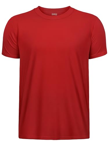 Boys Neon Rash Guard - UPF50+ Short Sleeve Shirt, Bright Red, 10-12 Years