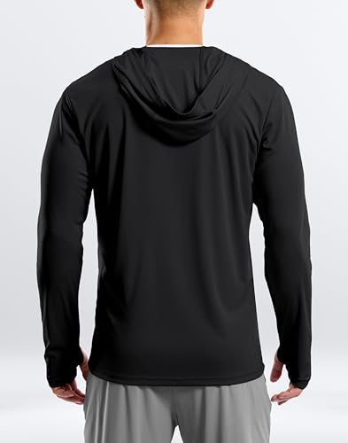 G Gradual UPF50+ Mens Hooded Sun Hoodie Jacket Zip Up - Large Black