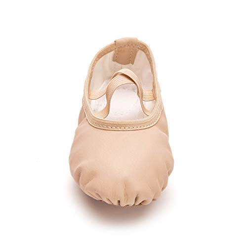 Ballet Shoes for Girls & Toddlers - Leather Yoga Slippers, Size 1.5 Little Kid / Nude