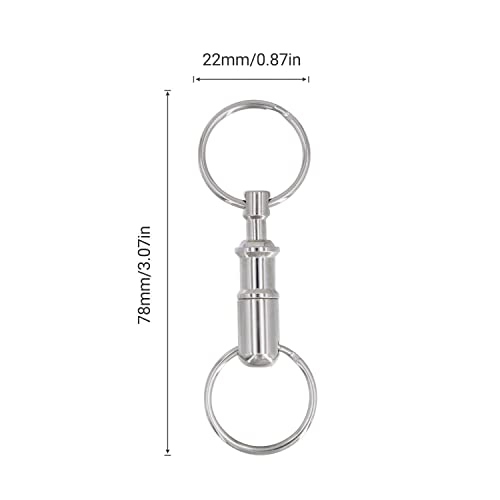 Quick Release Keychain Set - 8Pcs Detachable Key Rings Silver