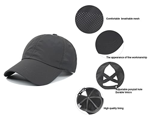 Cross Ponytail Baseball Cap - Black, One Size