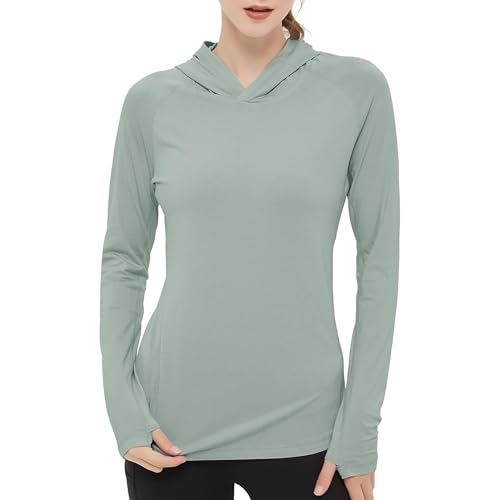Women's Sage Large Bamboo Viscose Hoodie with UPF 50+ Sun Protection