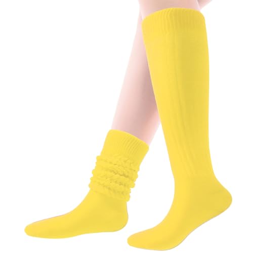 Slouch Socks for Women - Extra Long Knee High Socks - Yellow