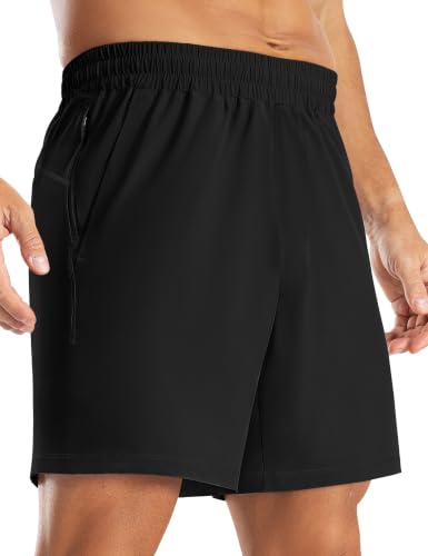Men's Athletic Running Shorts - Quick Dry, Breathable, with Pockets - Medium/Black
