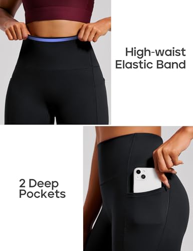 Heathyoga Scrunch Butt Lifting Leggings with Pockets for Women, Large Black