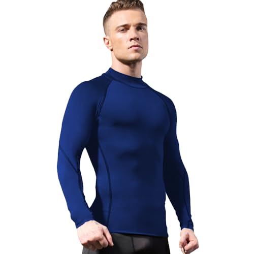 Men's Long Sleeve Compression Workout T-Shirt - Small Blue