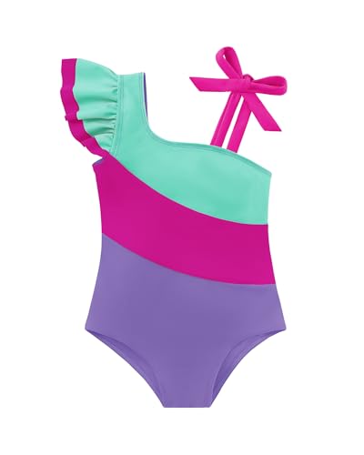 Color Block Ruffled Sleeve One-Piece Swimsuit - Green, 5-6 Years