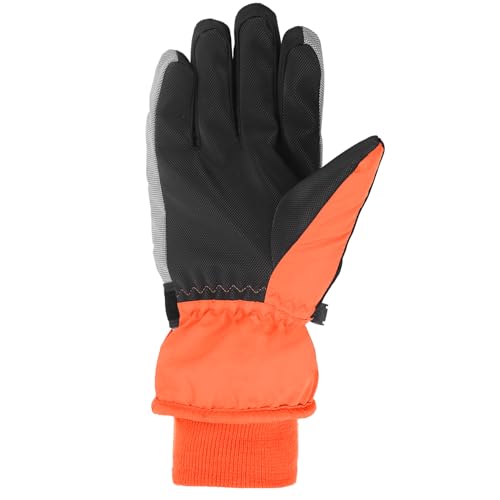 Kids Winter Snow Gloves - Windproof & Water-Resistant - Large Neon Orange
