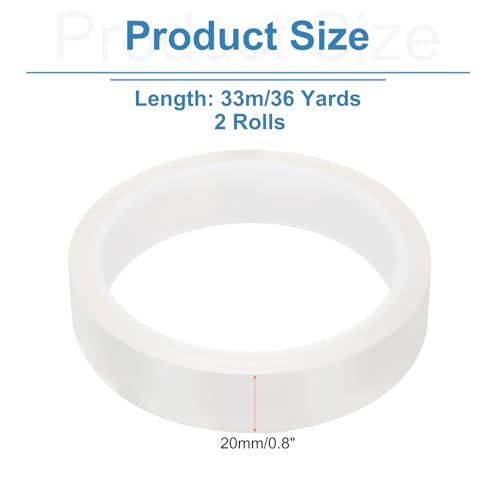 uxcell 2 Rolls Heat Tape 3/4" x 108ft High Temperature Heat Resistant Transfer Tape for Sublimation Press Vinyl Electronics 3D Printers DIY Crafts, Clear