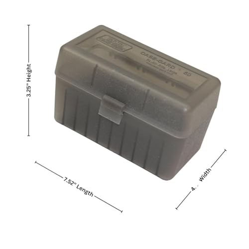 50-Round Rifle Ammo Box - Durable Polypropylene Storage - Clear Smoke
