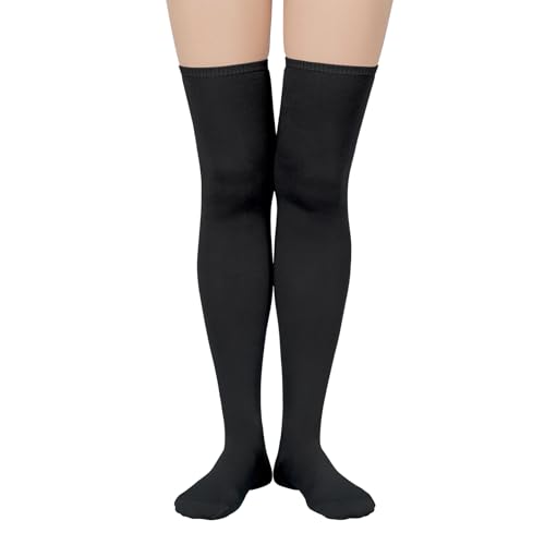 Thigh High Striped Socks - Thin Over the Knee Boot Socks - Black One Size