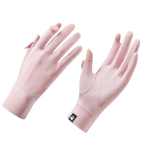 Thin Ice Silk Sun Gloves for Women - UV Protection, Touchscreen, Pink