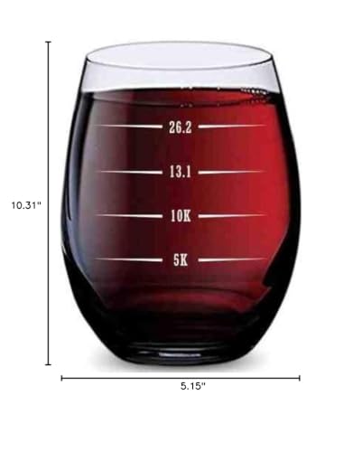 Stemless Wine Glass with Running Distance Markers - 16 oz Tritan