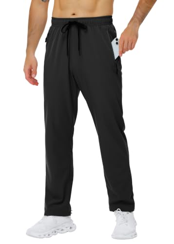 Men's Lightweight Quick Dry Hiking Pants with Zipper Pockets - X-Large Black Nakvoc