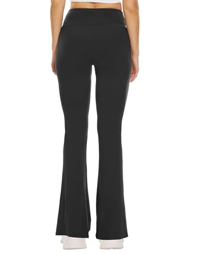 Sundwudu Black Flare Yoga Pants for Women-High Waist Leggings Workout