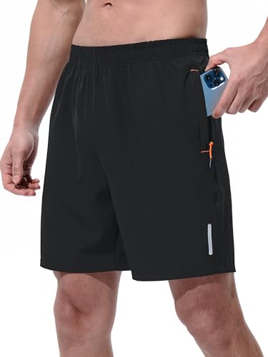 Men's Athletic Shorts - Quick Dry Running Shorts 7 Inch - Black